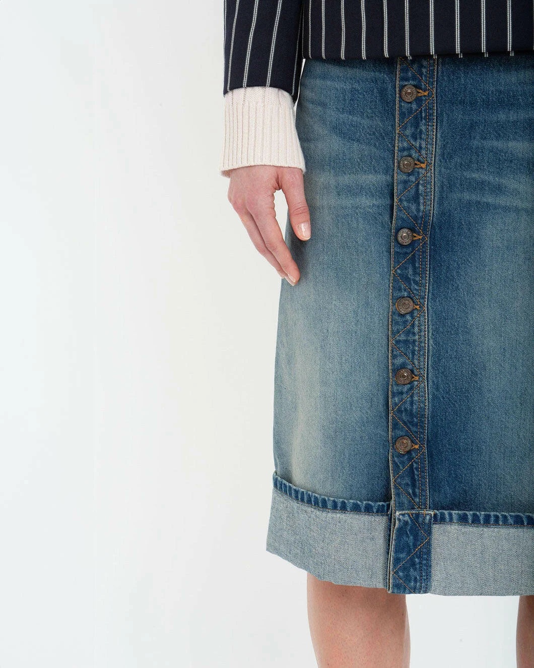 PLACKET DETAIL DENIM SKIRT - 5