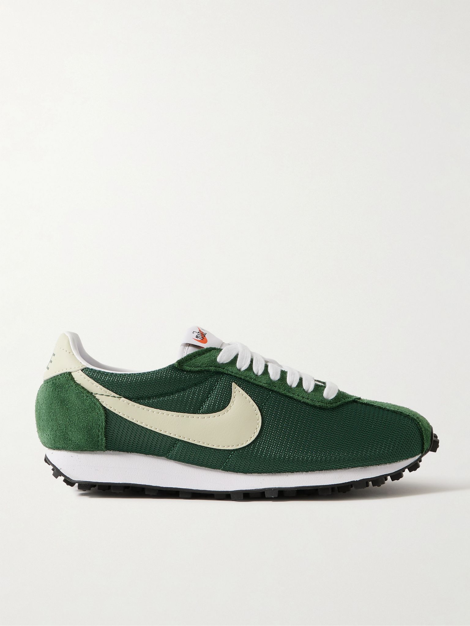 LD-1000 leather and brushed suede-trimmed mesh sneakers Army green - 1