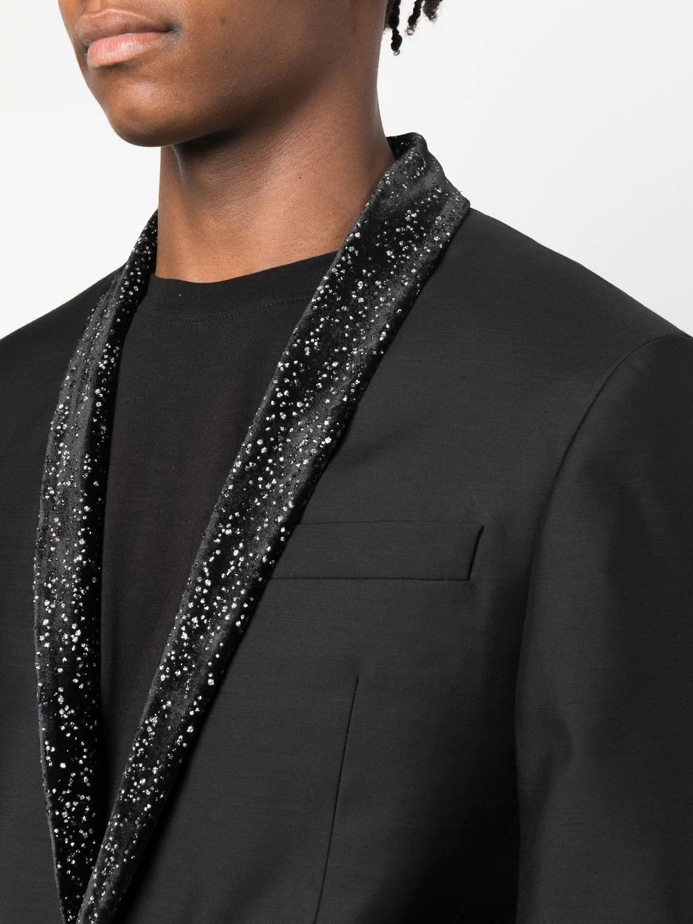 metallic-detail single-breasted blazer - 5