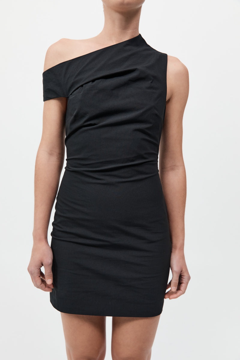 Soft Sculptural Mini Dress - Black - 4