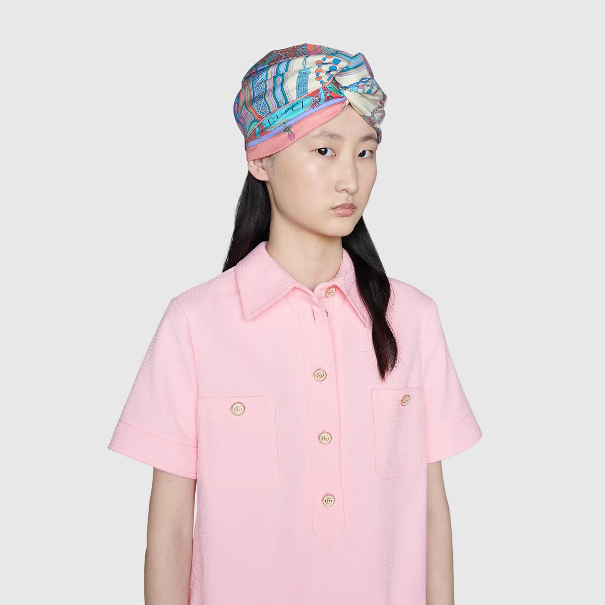 Tassel and chain print silk headband - 4