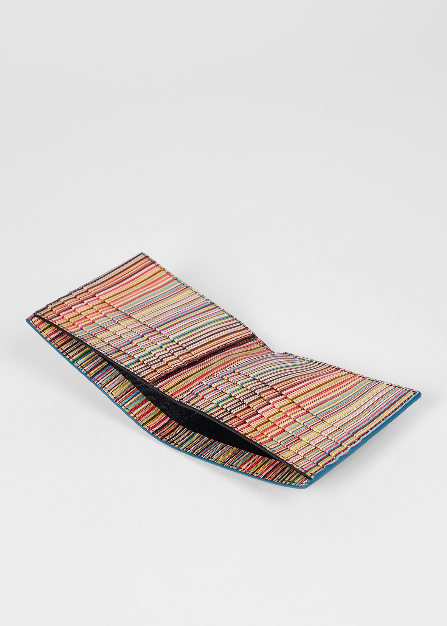 Teal Blue Leather 'Signature Stripe' Interior Billfold Wallet - 4
