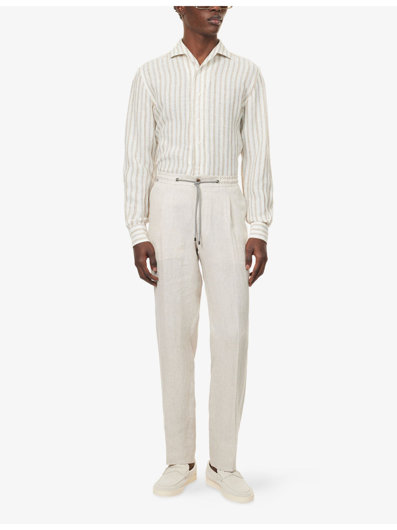 CORNELIANI Camp Short-Sleeve Linen Shirt outlook