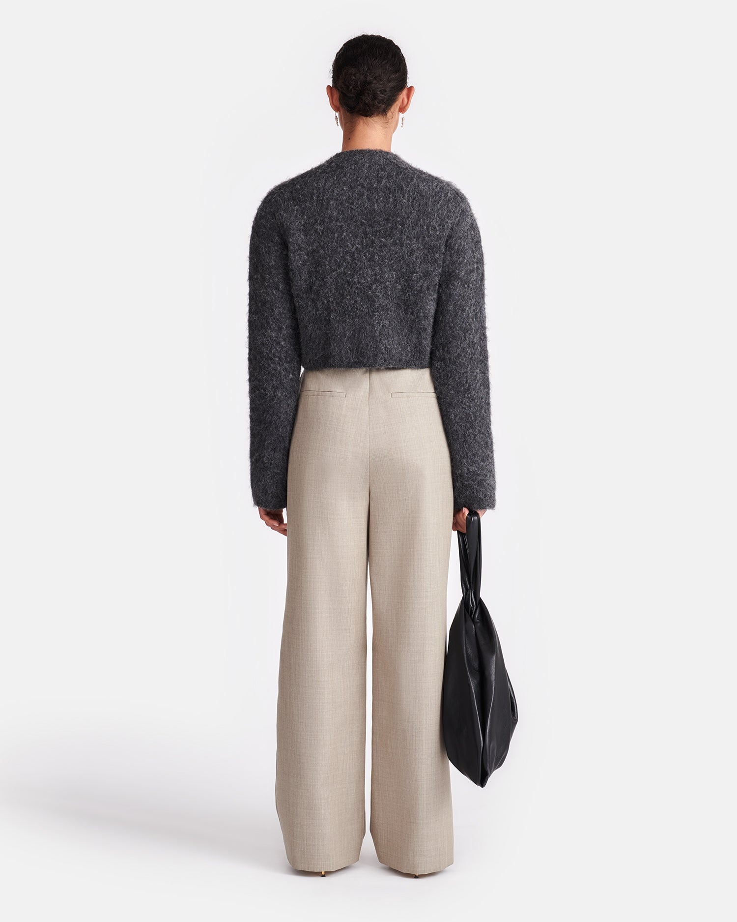 Leather And Twill Suiting Wide-Leg Pants - 3