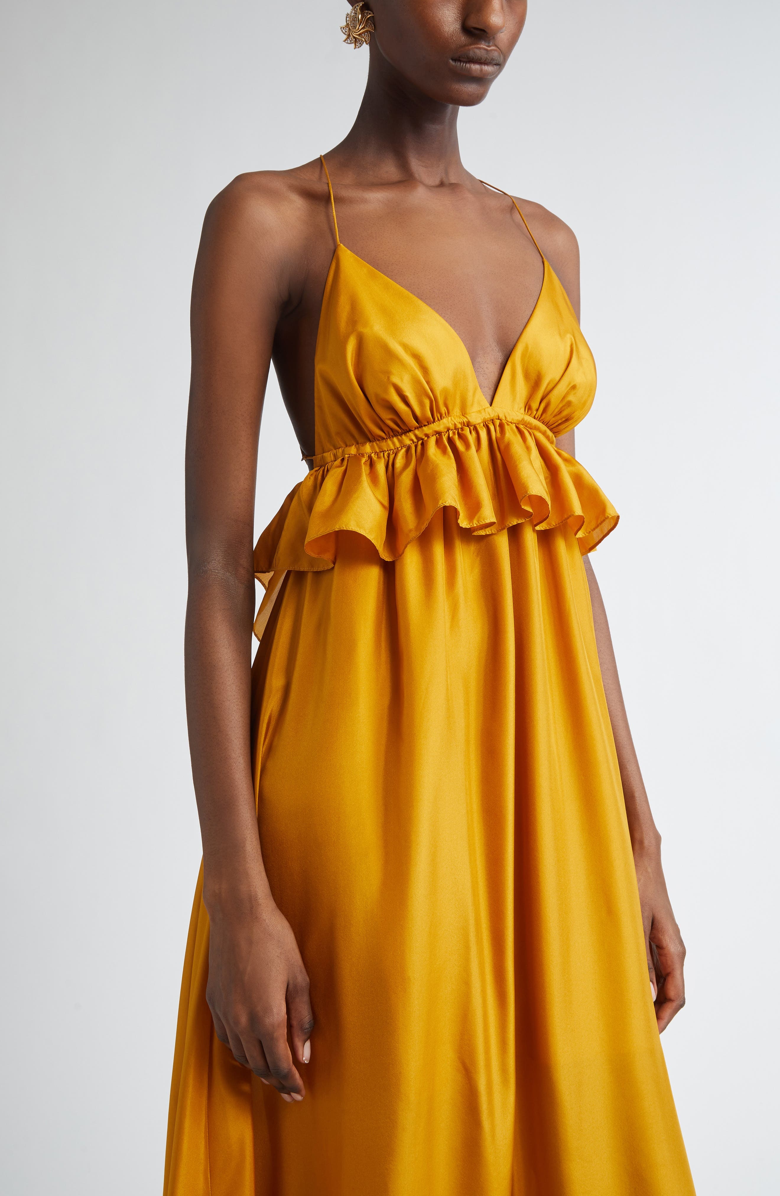 Zimmermann Rhiannon Tiered Ruffle Peplum Silk Maxi Dress in Gold at Nordstrom - 4