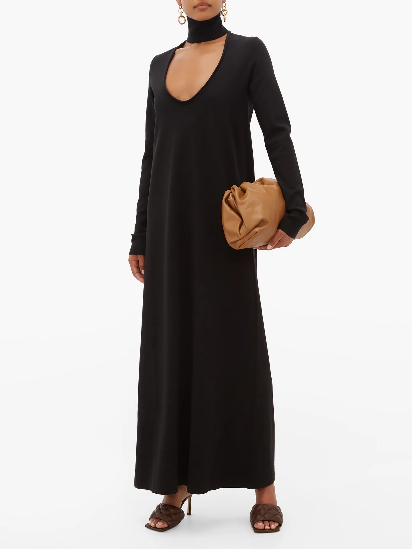 High-neck wool-blend maxi dress - 2