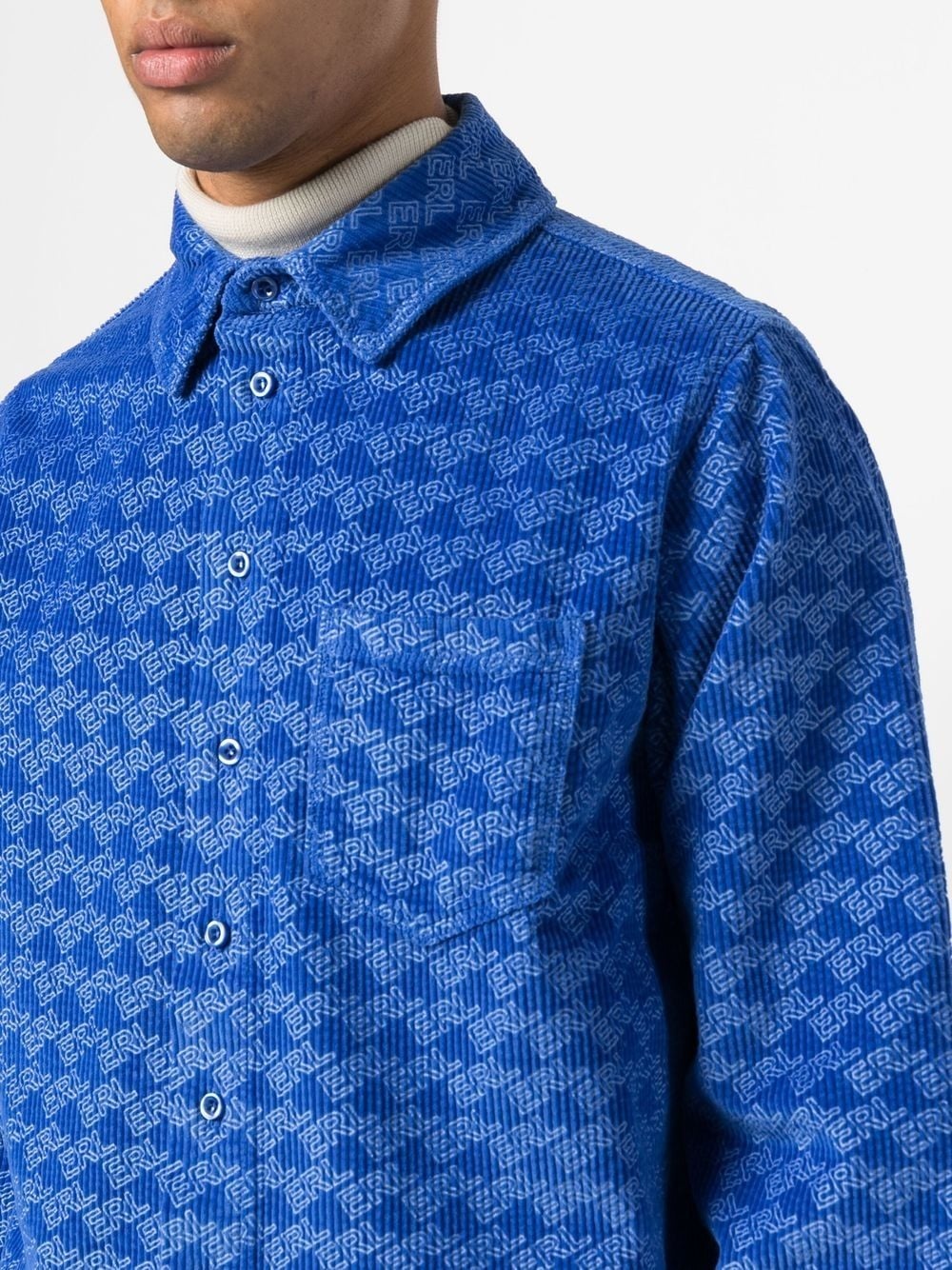 all-over logo print corduroy shirt - 6