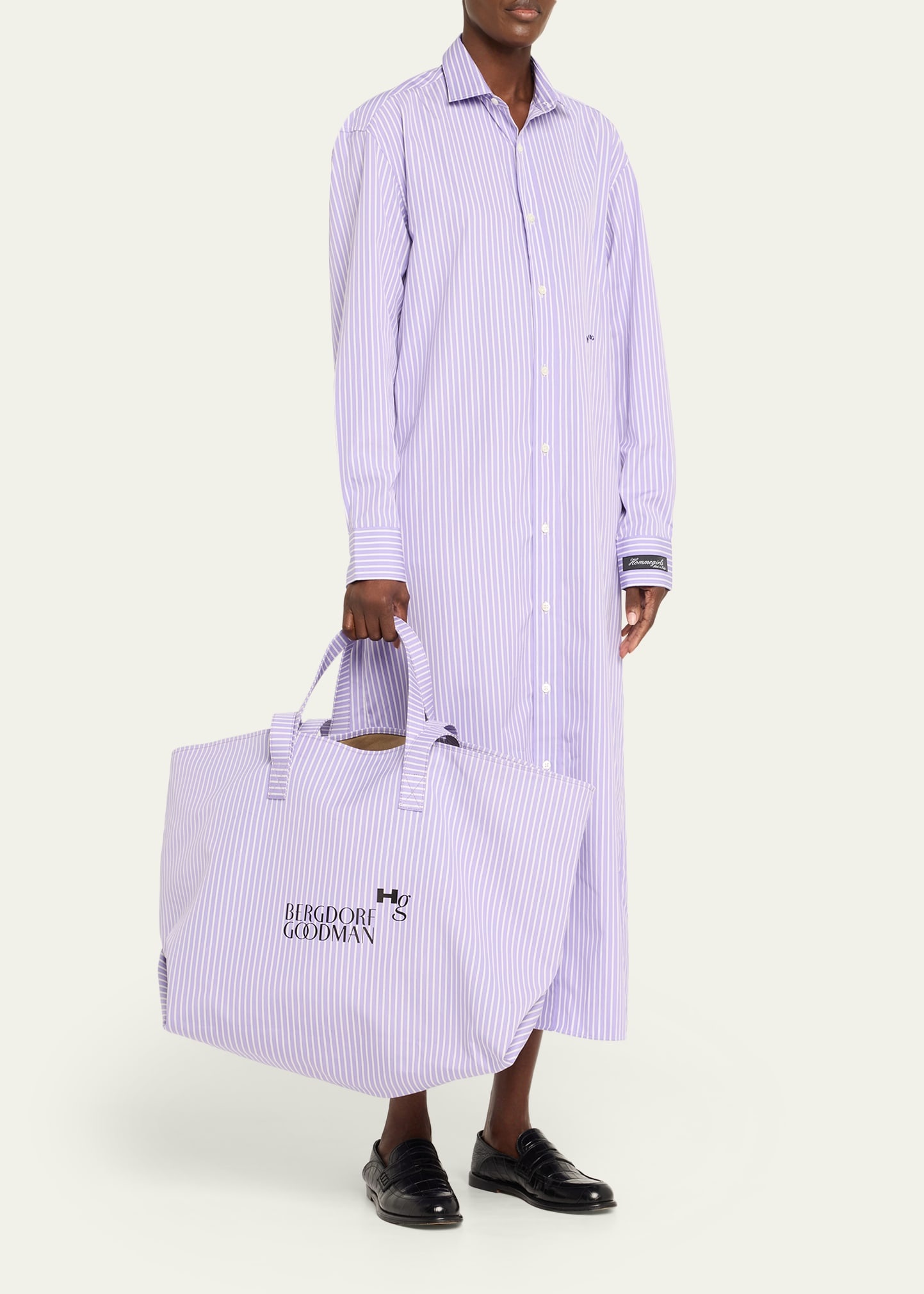 x BG Stripe Twill Bonded Tote Bag - 6