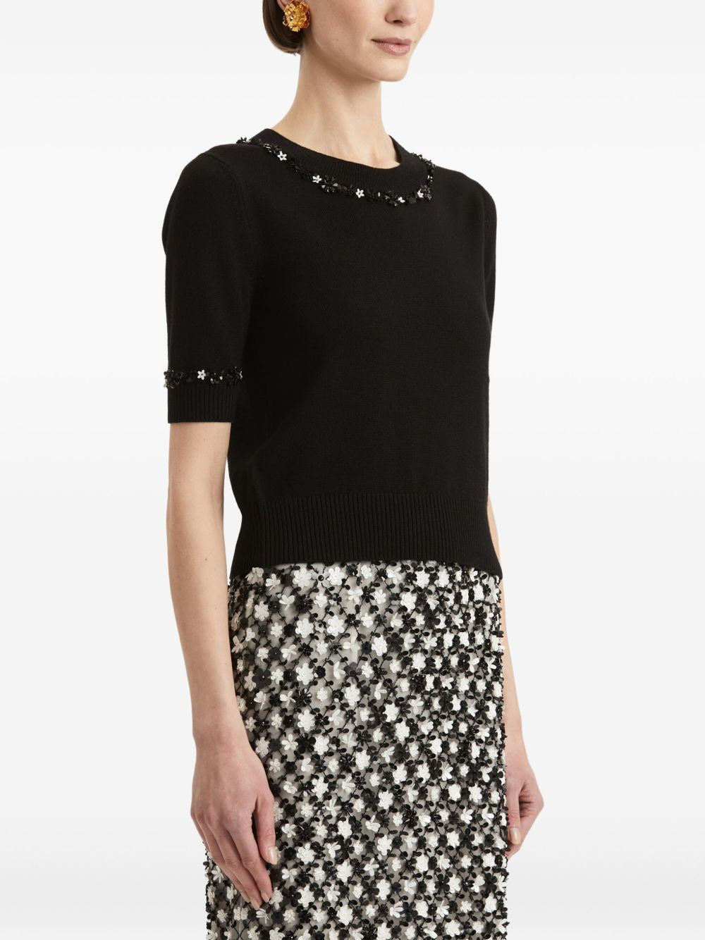 sequin-embellished wool T-shirt - 4
