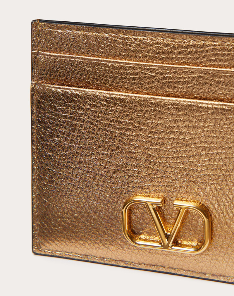 VLOGO SIGNATURE METALLIC GRAINY CALFSKIN CARDHOLDER 2