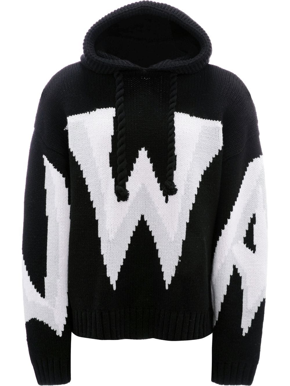 logo-intarsia wool hoodie - 1