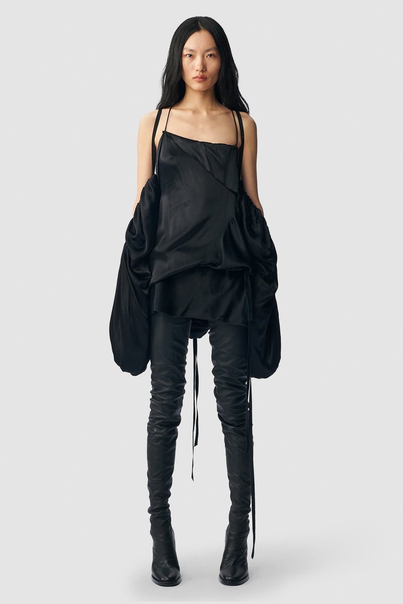 Melba Mini Asymmetric Dress With Detachable Sleeves - 3