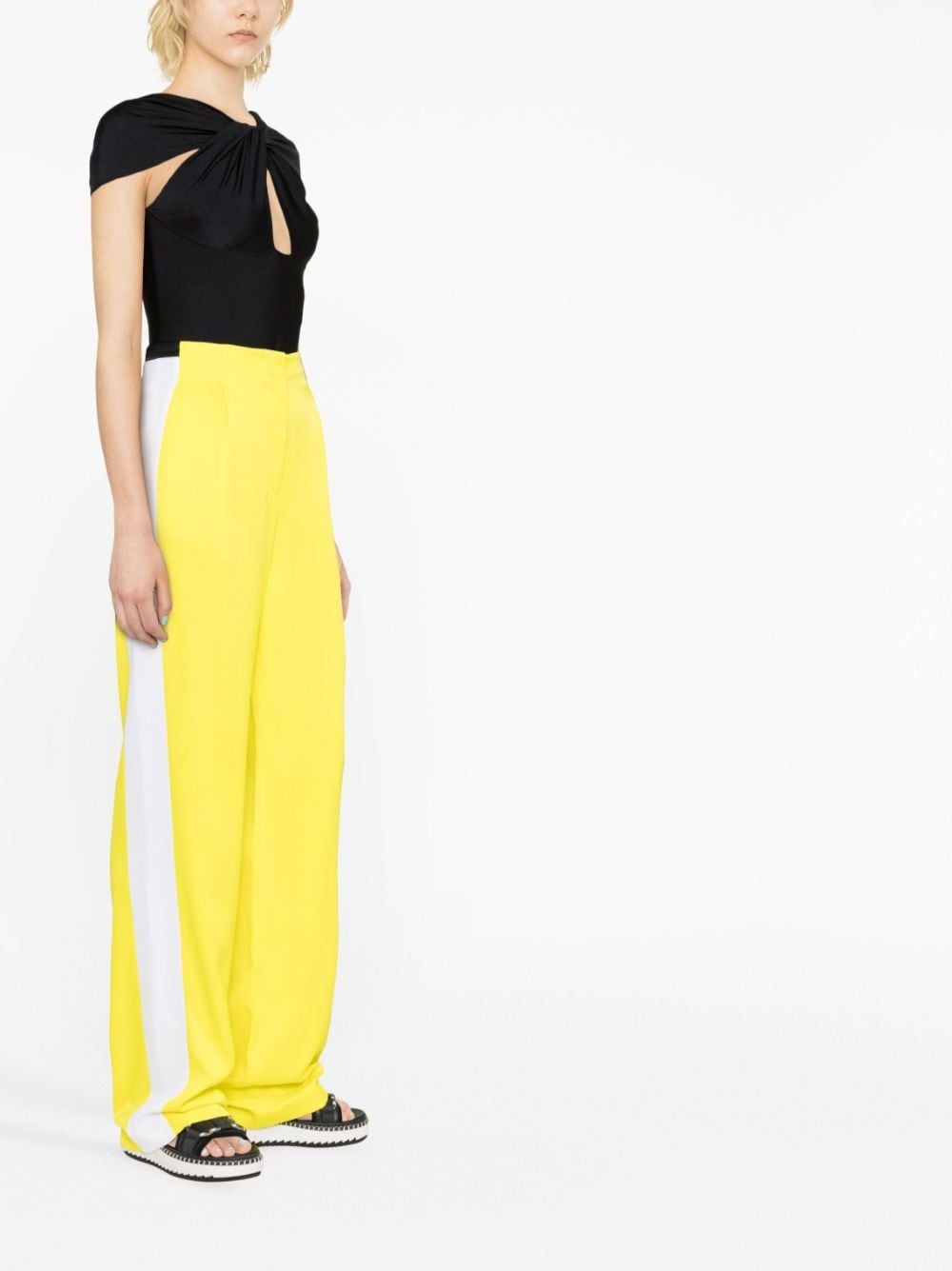 side-stripe wide-leg trousers - 4