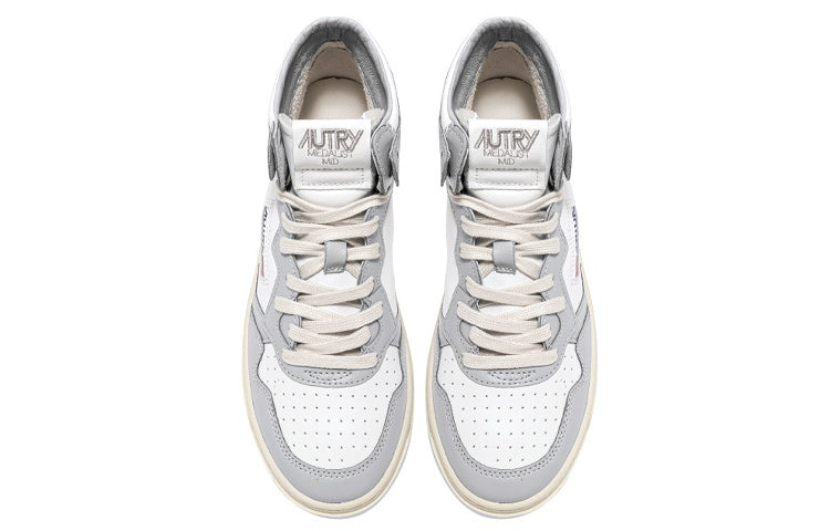 (WMNS) Autry Medalist Mid Leather Sneakers Two-Toned 'White Grey' AUMW-WB10 - 3