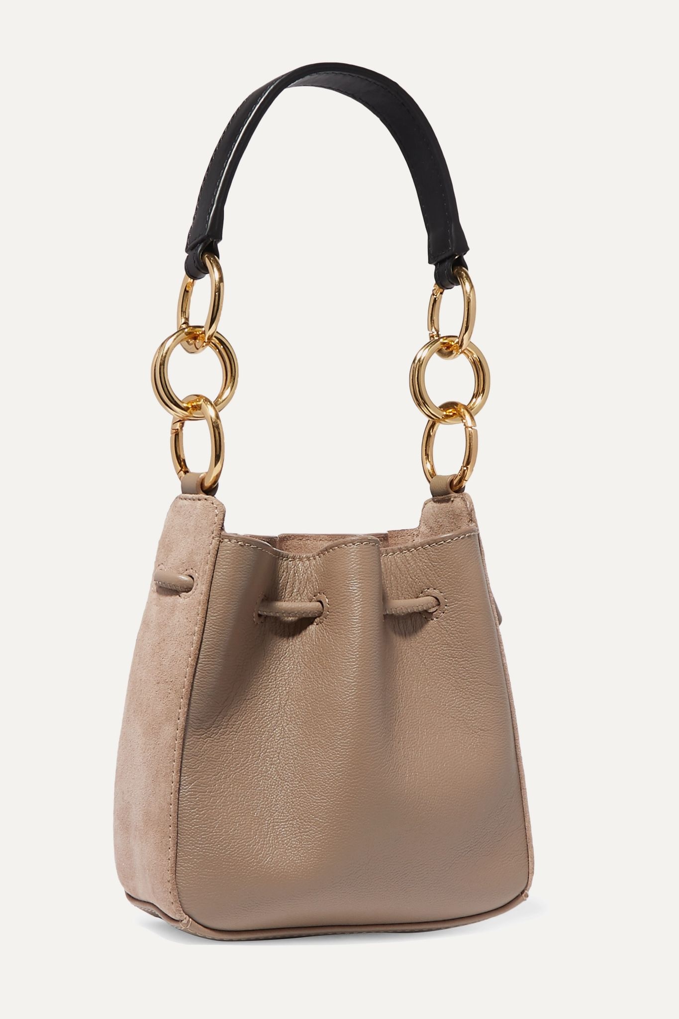 Tony small suede and textured-leather bucket bag - 3