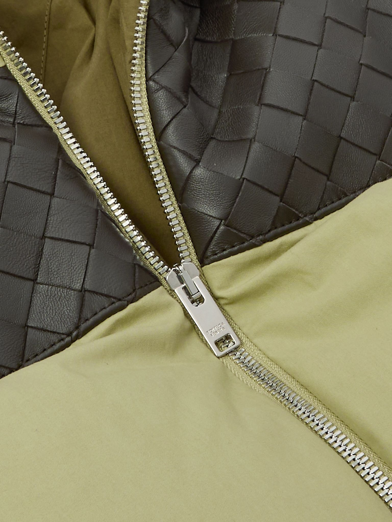 Quilted intrecciato leather-trimmed padded cotton-shell down jacket Green - 5