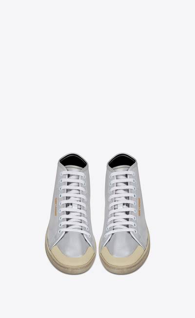 SAINT LAURENT court classic sl/39 mid-top sneakers in metallic leather outlook