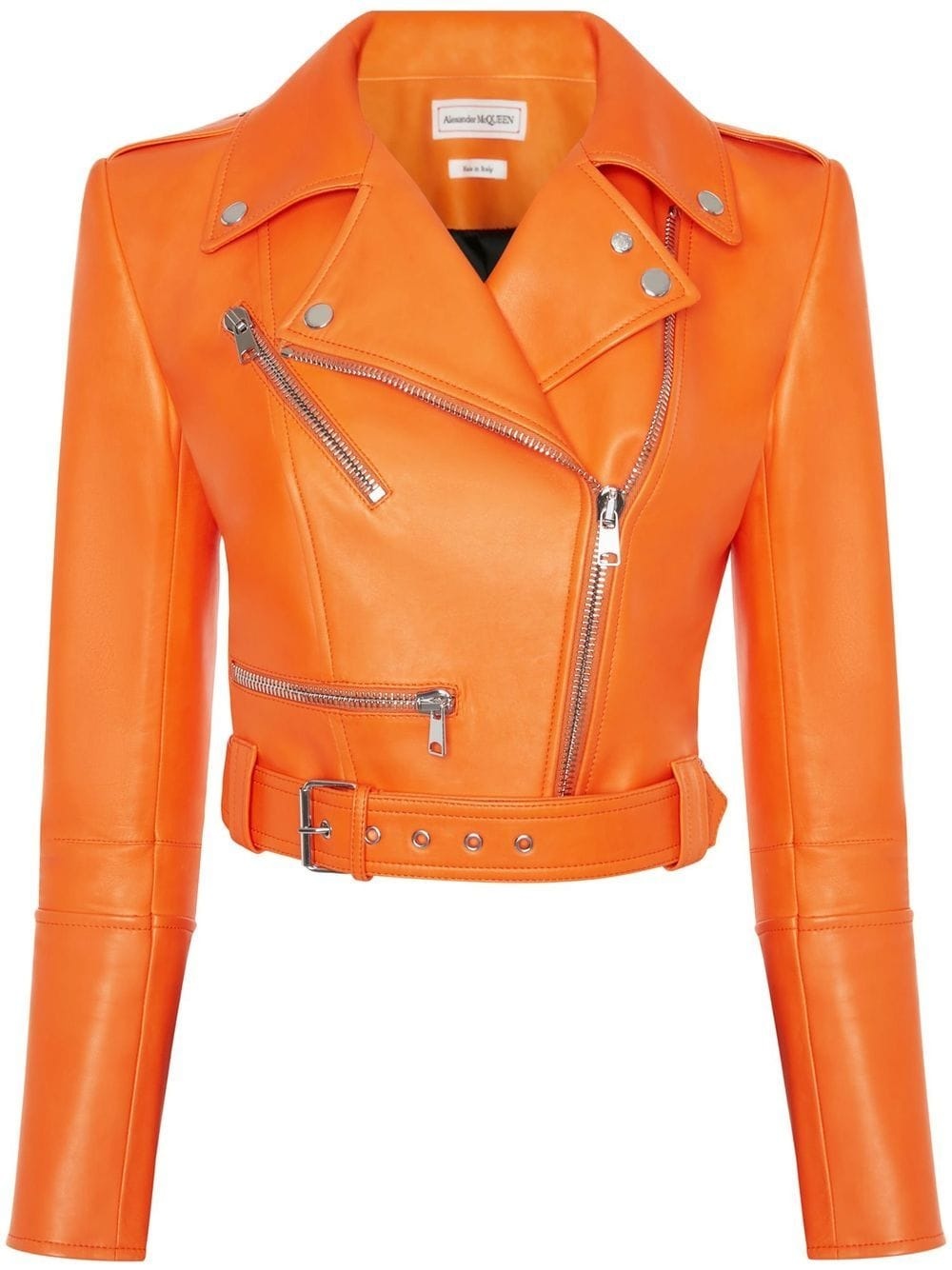 cropped leather biker jacket - 1