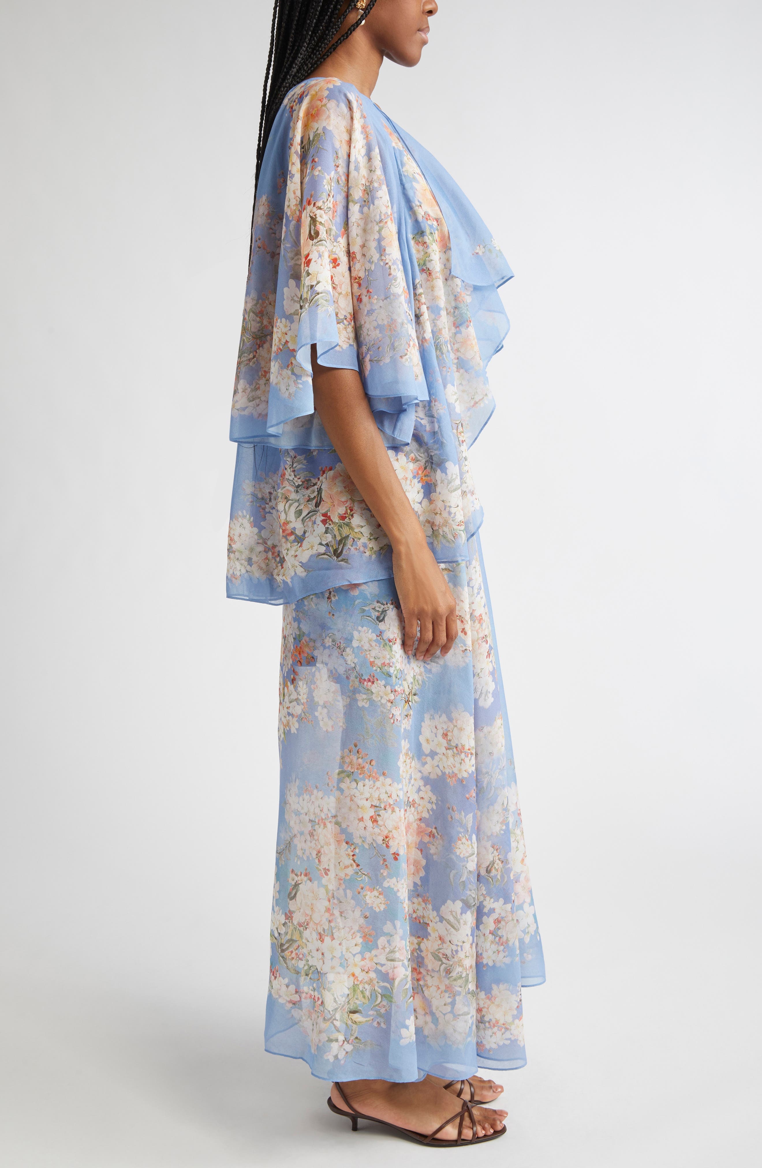 Zimmermann Cascadian Tiered Georgette Maxi Dress in Blue Botanical Floral at Nordstrom - 3