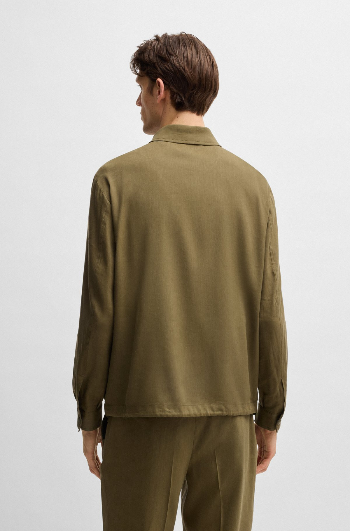 RELAXED-FIT ZIPPED OVERSHIRT IN A LINEN BLEND - 4