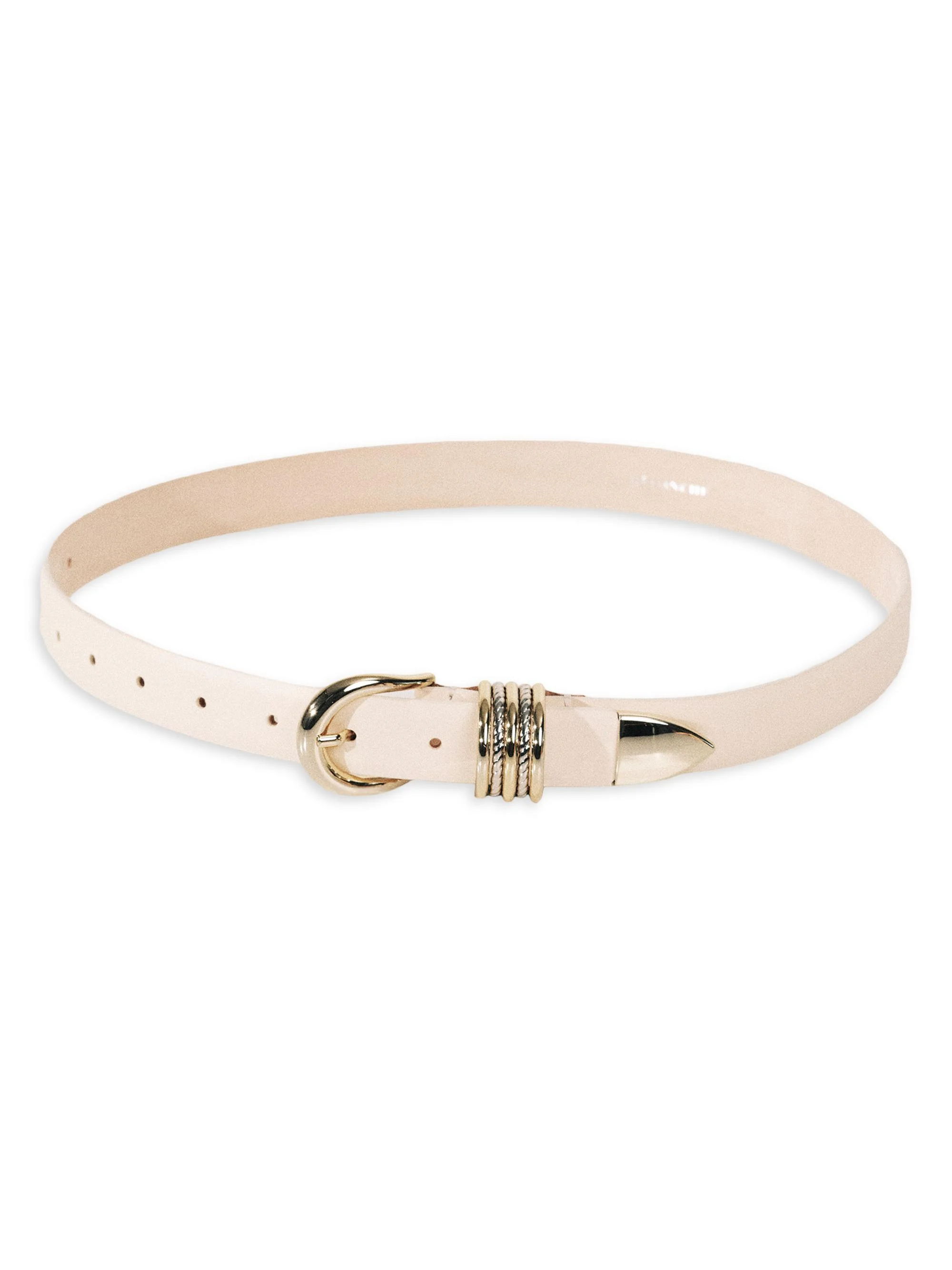 Women's Helica Leather Belt - Ivory And Mixed Metal - 1