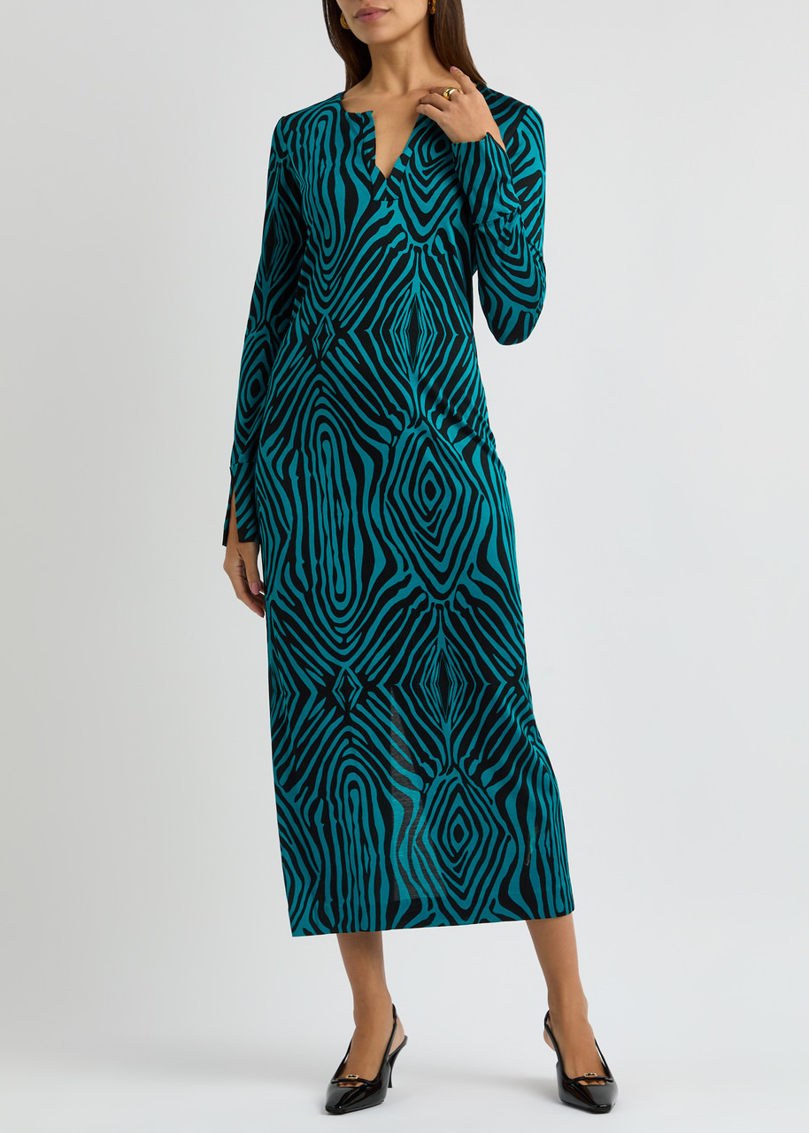 Diane Von Furstenberg Sonca Zebra-print Jersey Midi Dress - 4