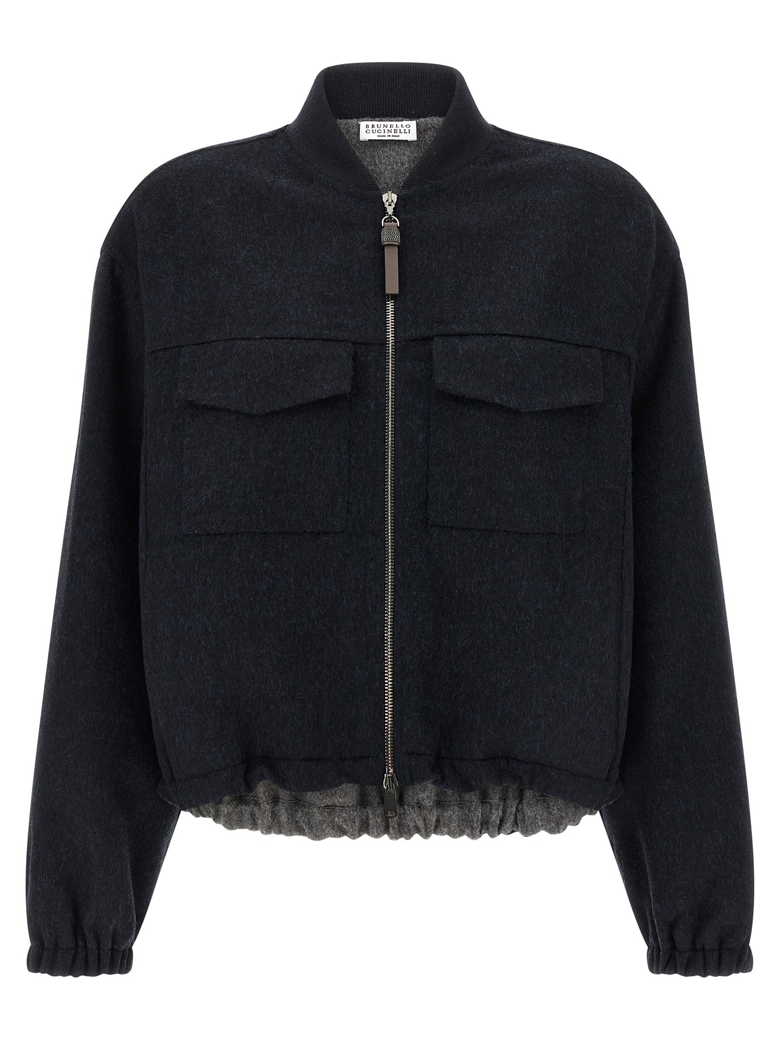 Shiny Zipper Pull Puffer Jackets Blue - 1