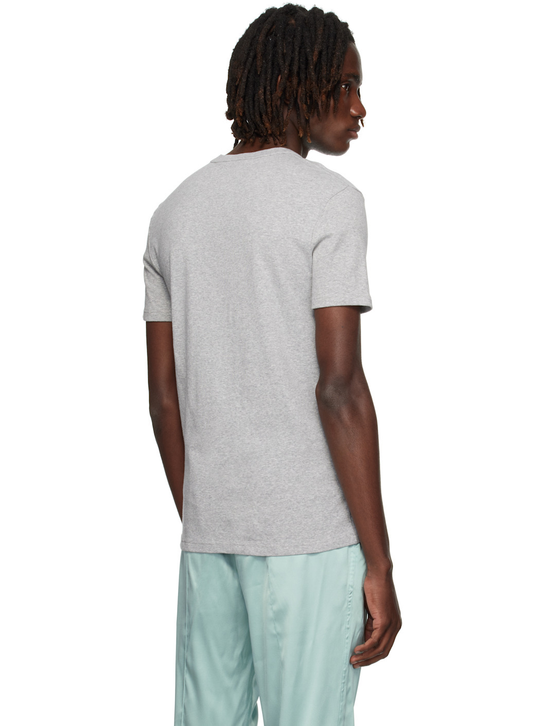 Gray Cotton Crewneck T-shirt - 3