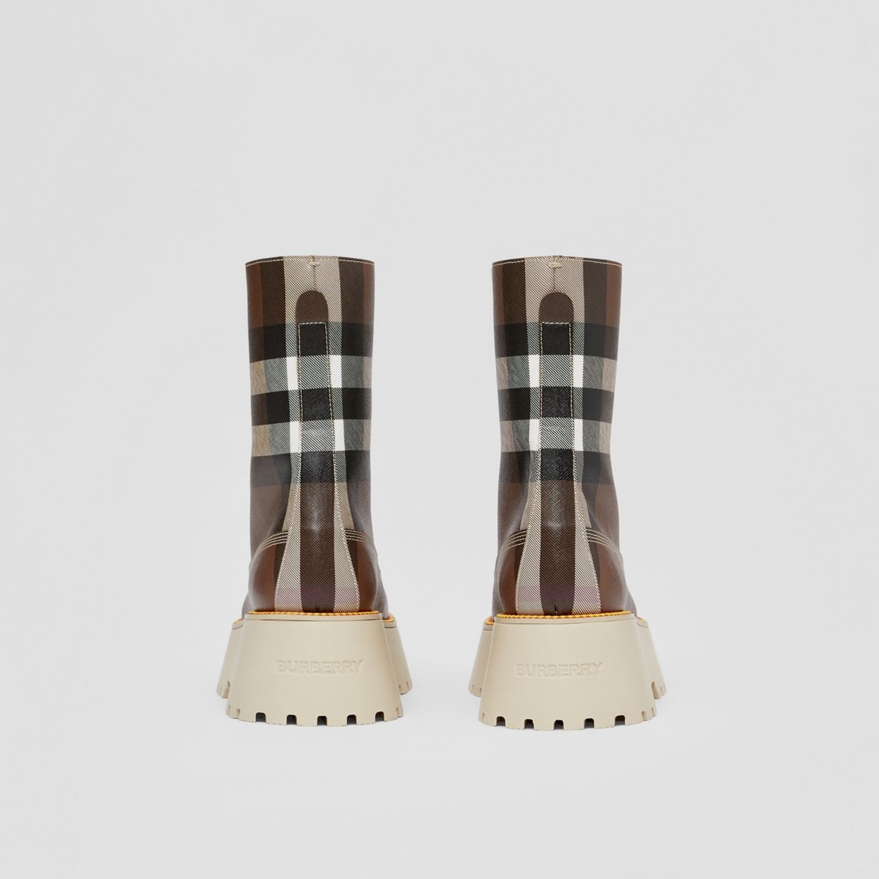 Exaggerated Check Platform Faux Leather Boots - 5
