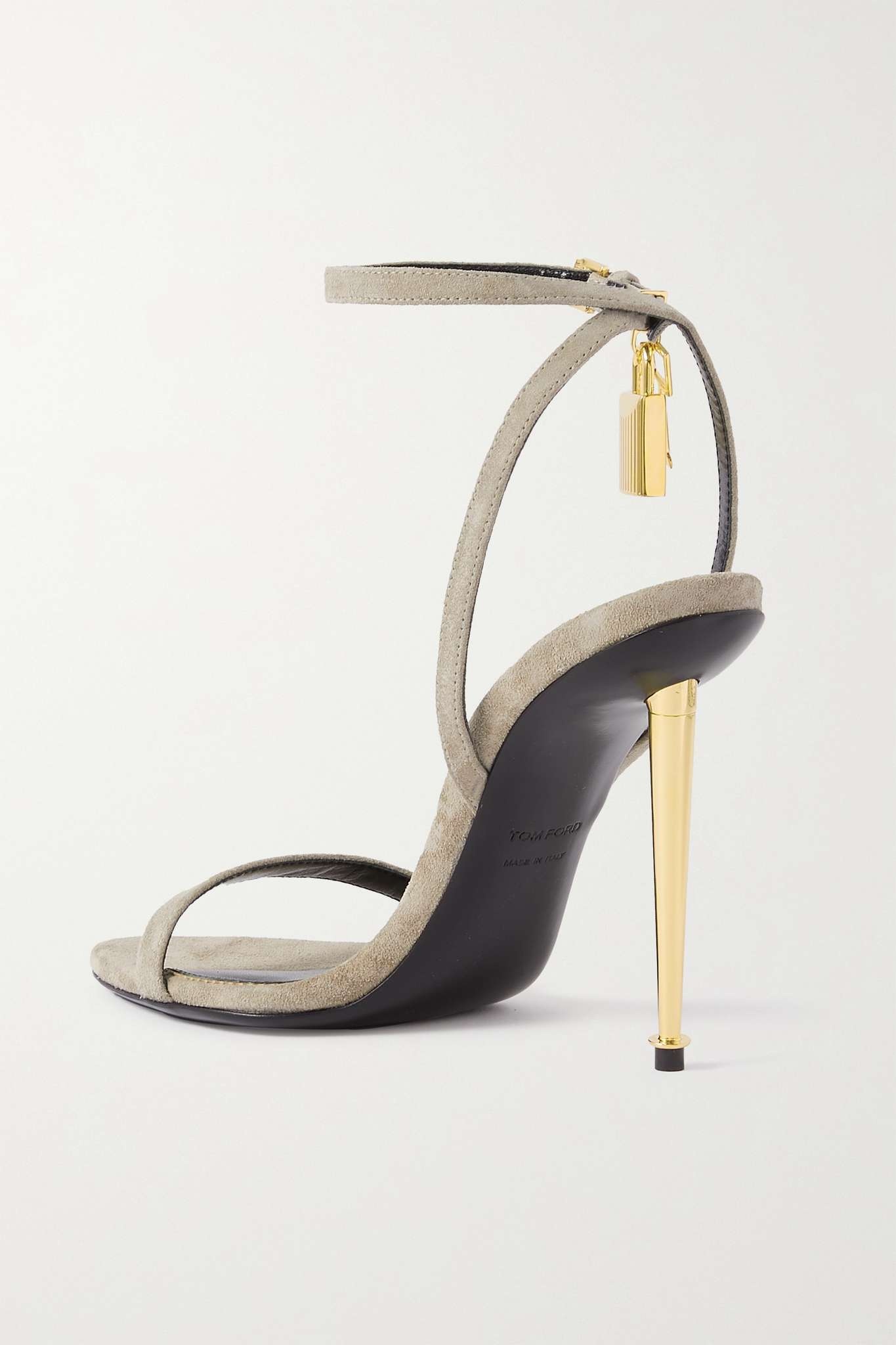 Padlock embellished velvet sandals - 3