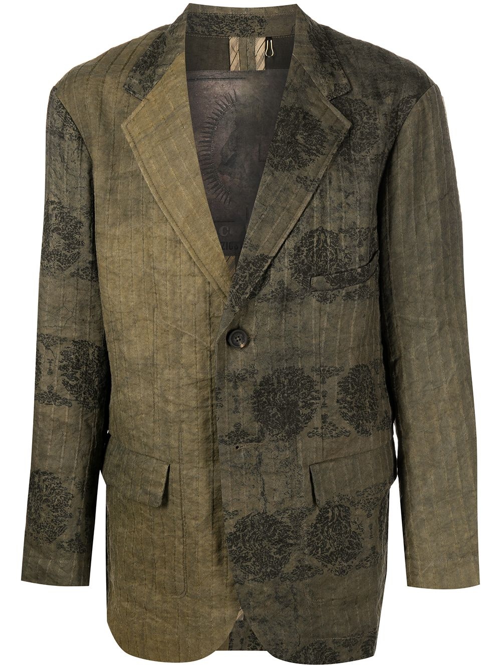 patchwork-panelled linen blazer - 1