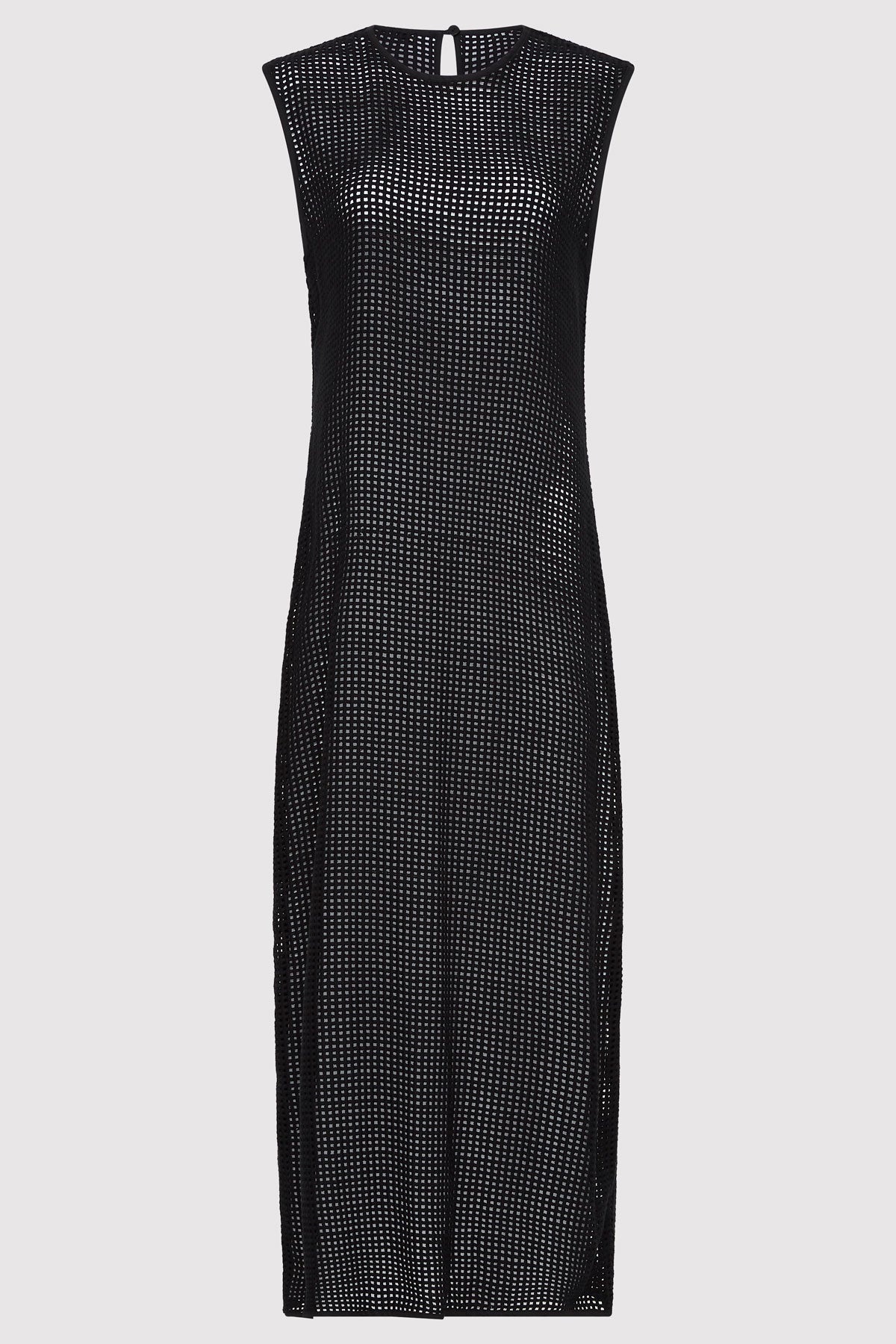 Cotton Grid Dress - Black - 1