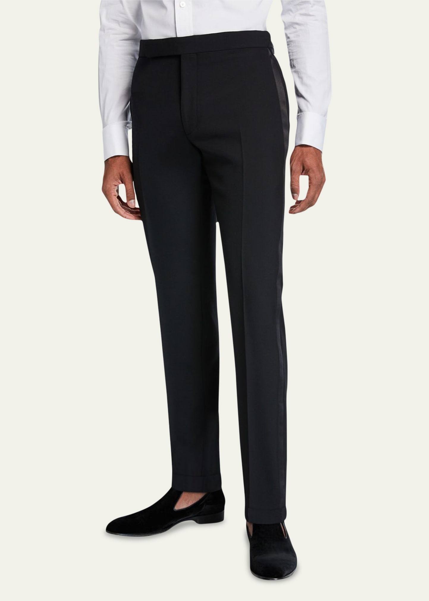Men's Gregory Wool Barathea Tapered Tuxedo Pants - 4