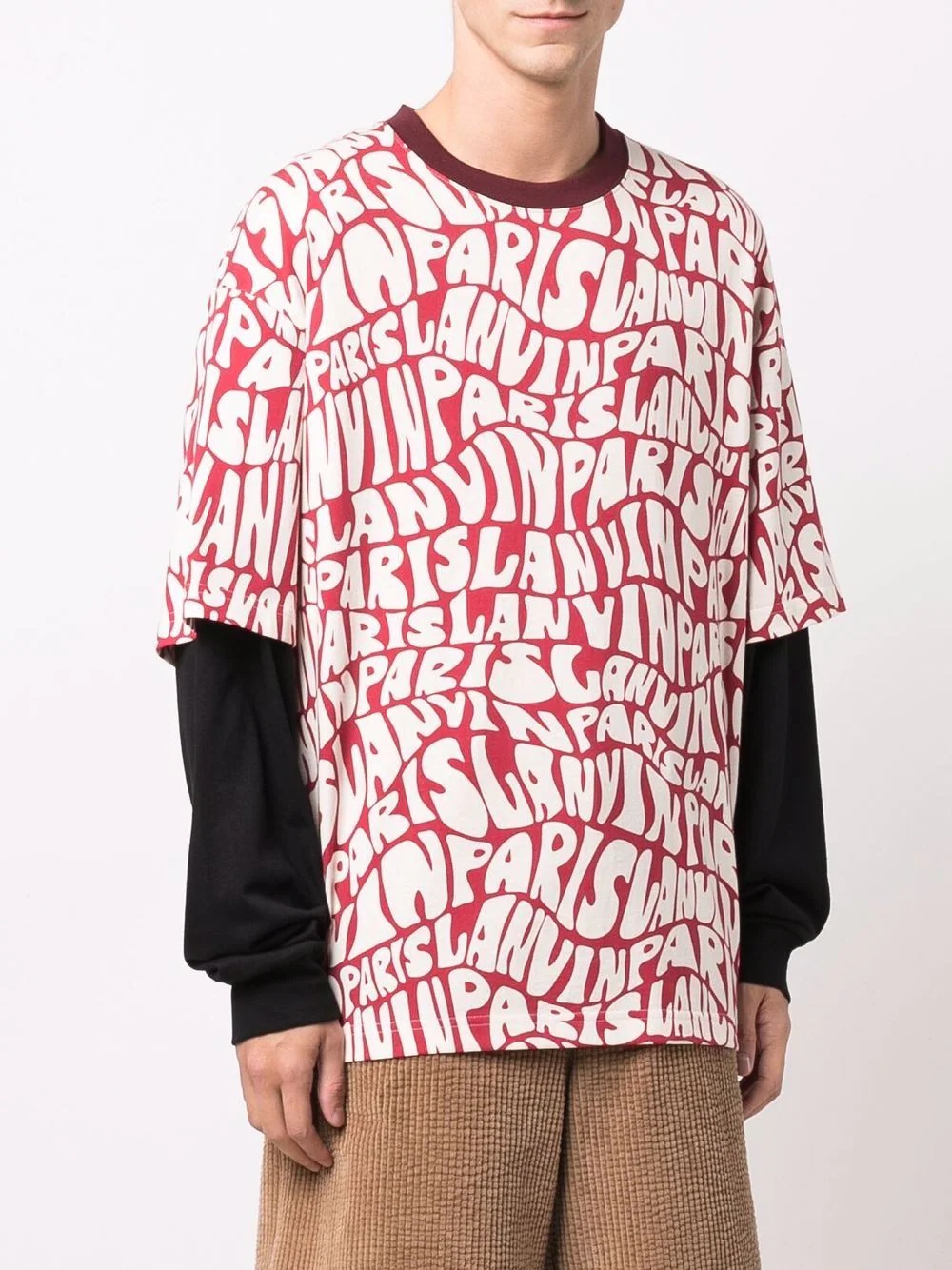 logo pattern layered T-shirt - 3