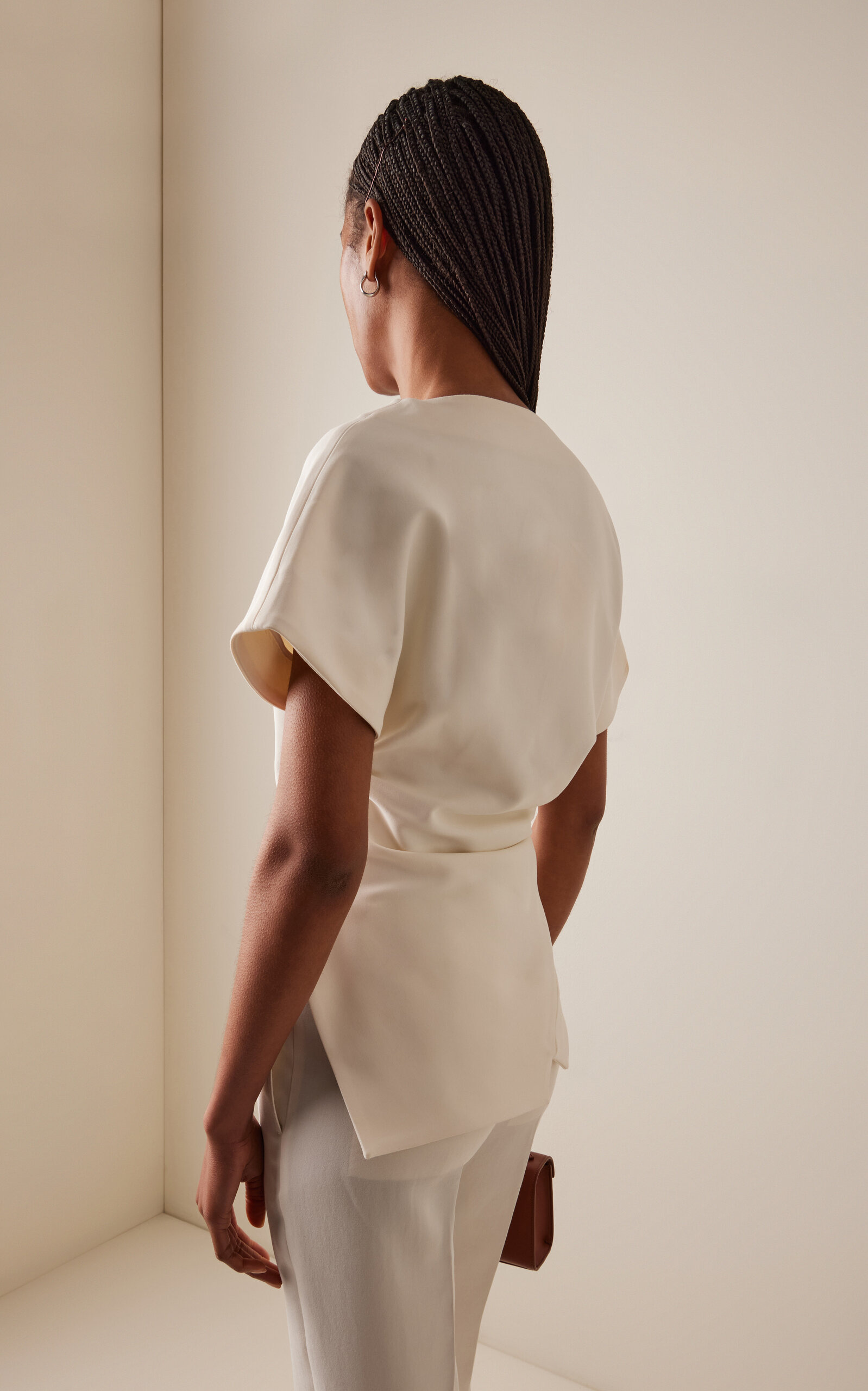 Draped Lapel Top white - 4