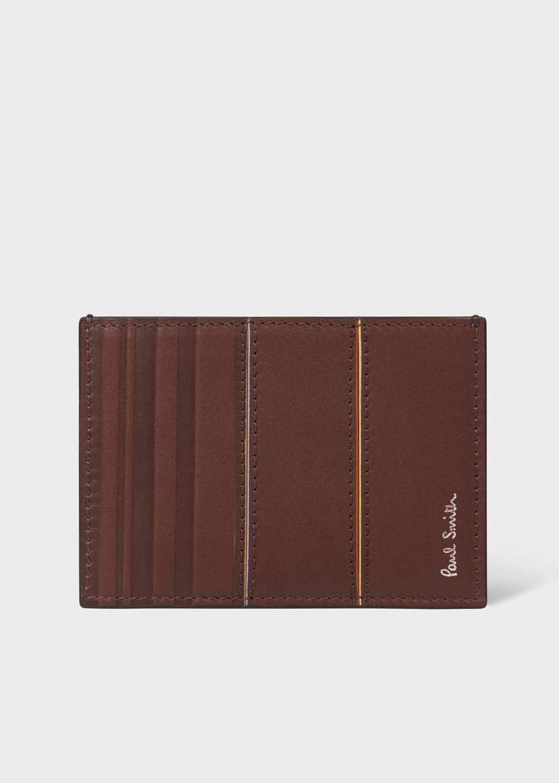 Dark Red Panel Leather Card Holder 1