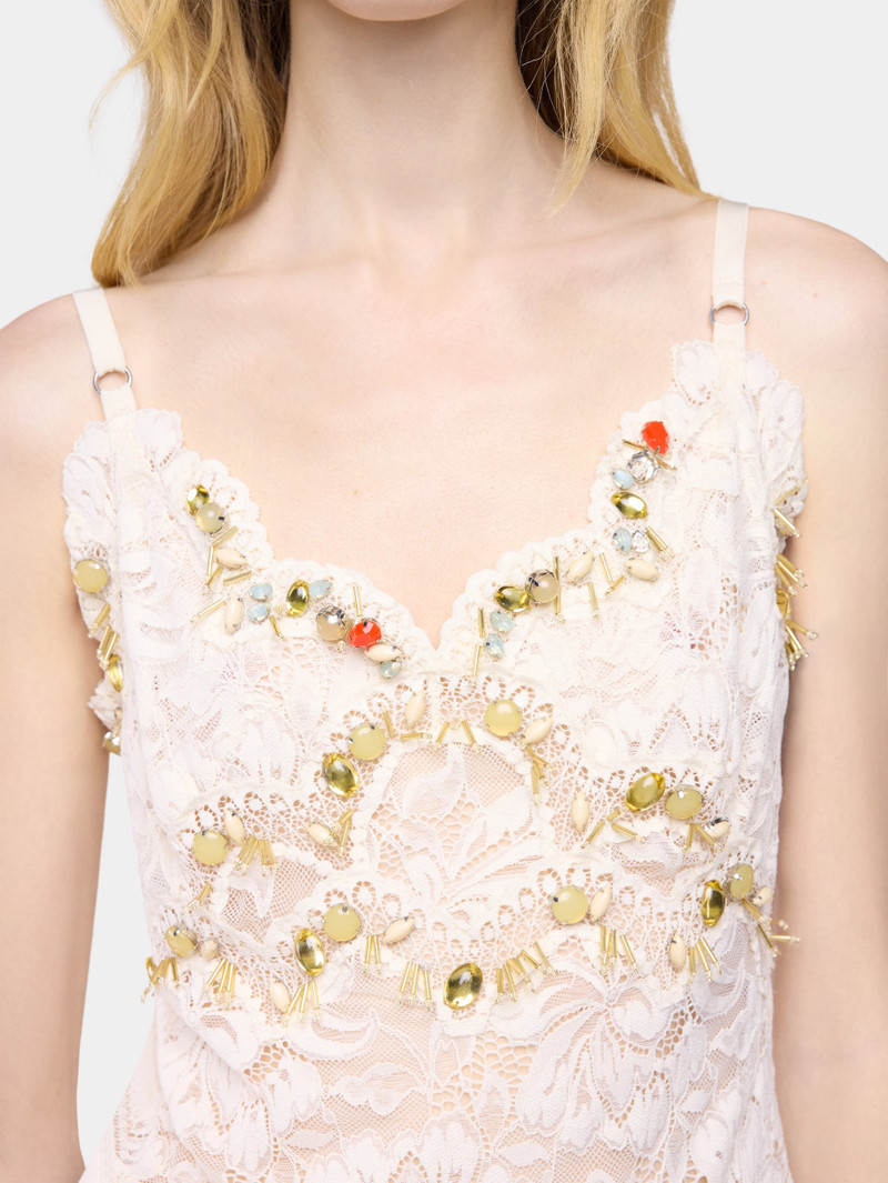 SLEEVELESS TOP IN OFF WHITE HAND EMBROIDERED LACE 5