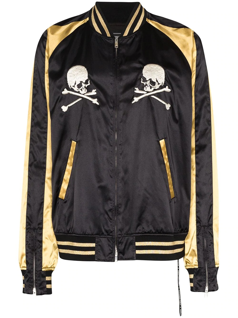 skull-embroidered two-tone bomber jacket - 1