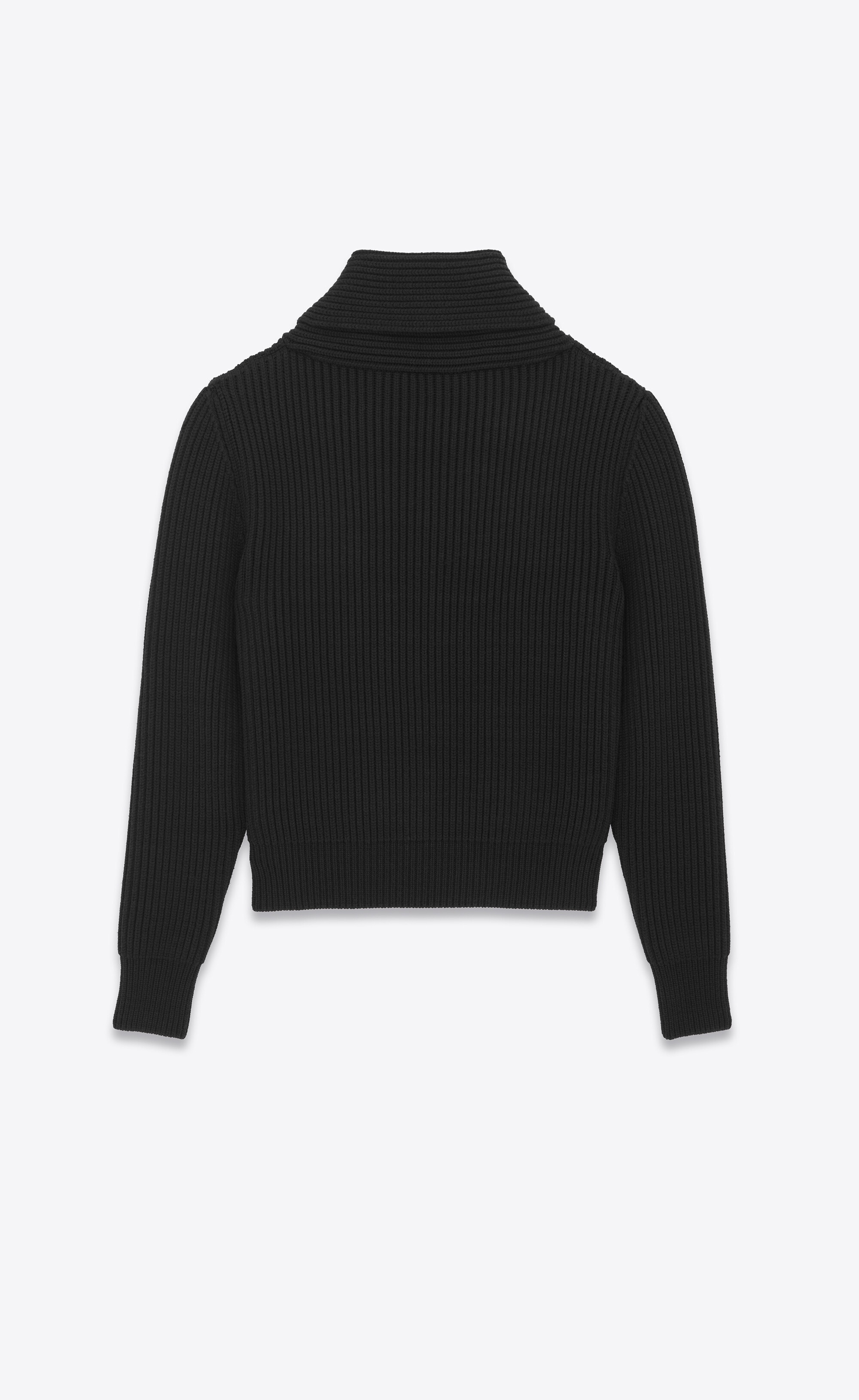 shawl-neck sweater in ribbed wool - 2