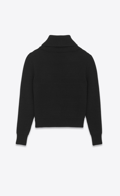 SAINT LAURENT shawl-neck sweater in ribbed wool outlook