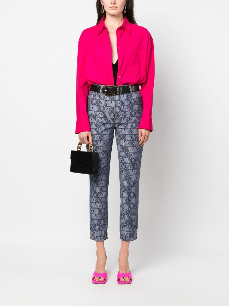 Moschino logo-jacquard high-rise slim-cut jeans outlook