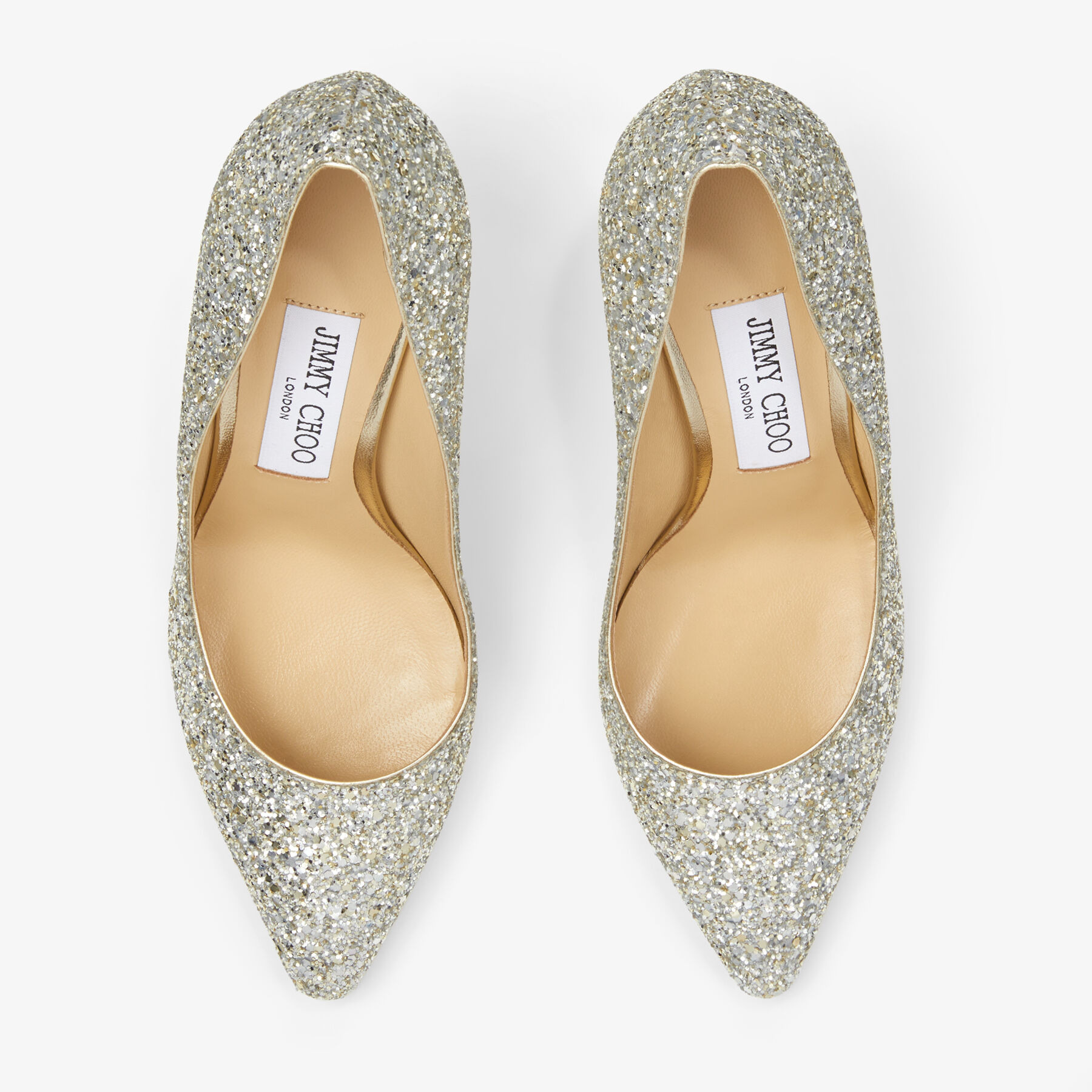 Romy 85
Champagne Coarse Glitter Fabric Pointy Toe Pumps - 4