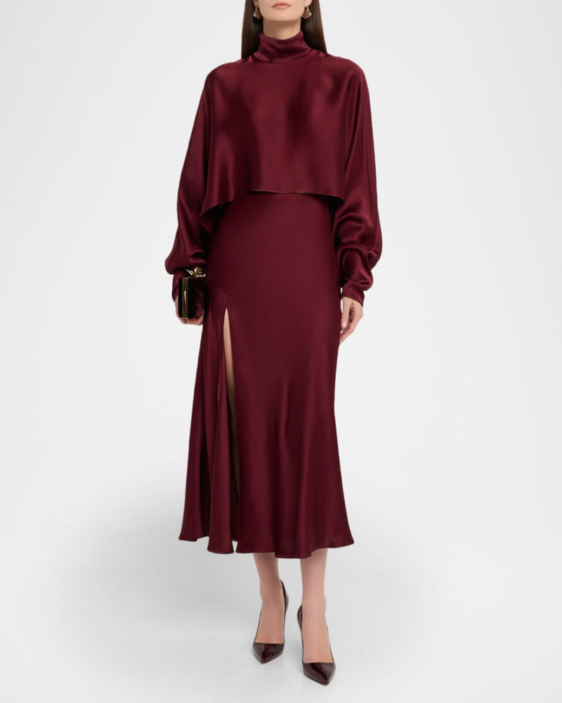 LAPOINTE Long-Sleeved Satin Caftan Top outlook