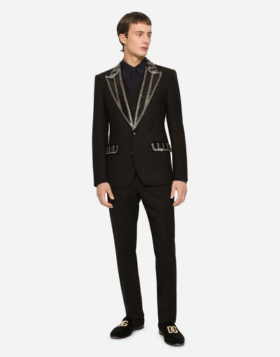 Dolce & Gabbana Three-piece stretch wool Sicilia-fit suit with rhinestones outlook