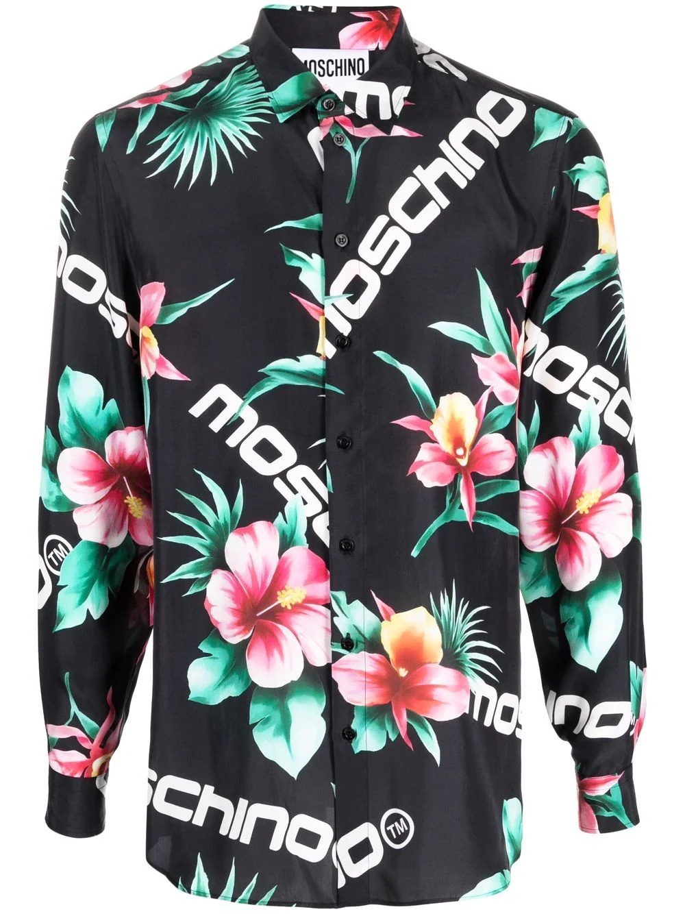 floral-print silk shirt - 1