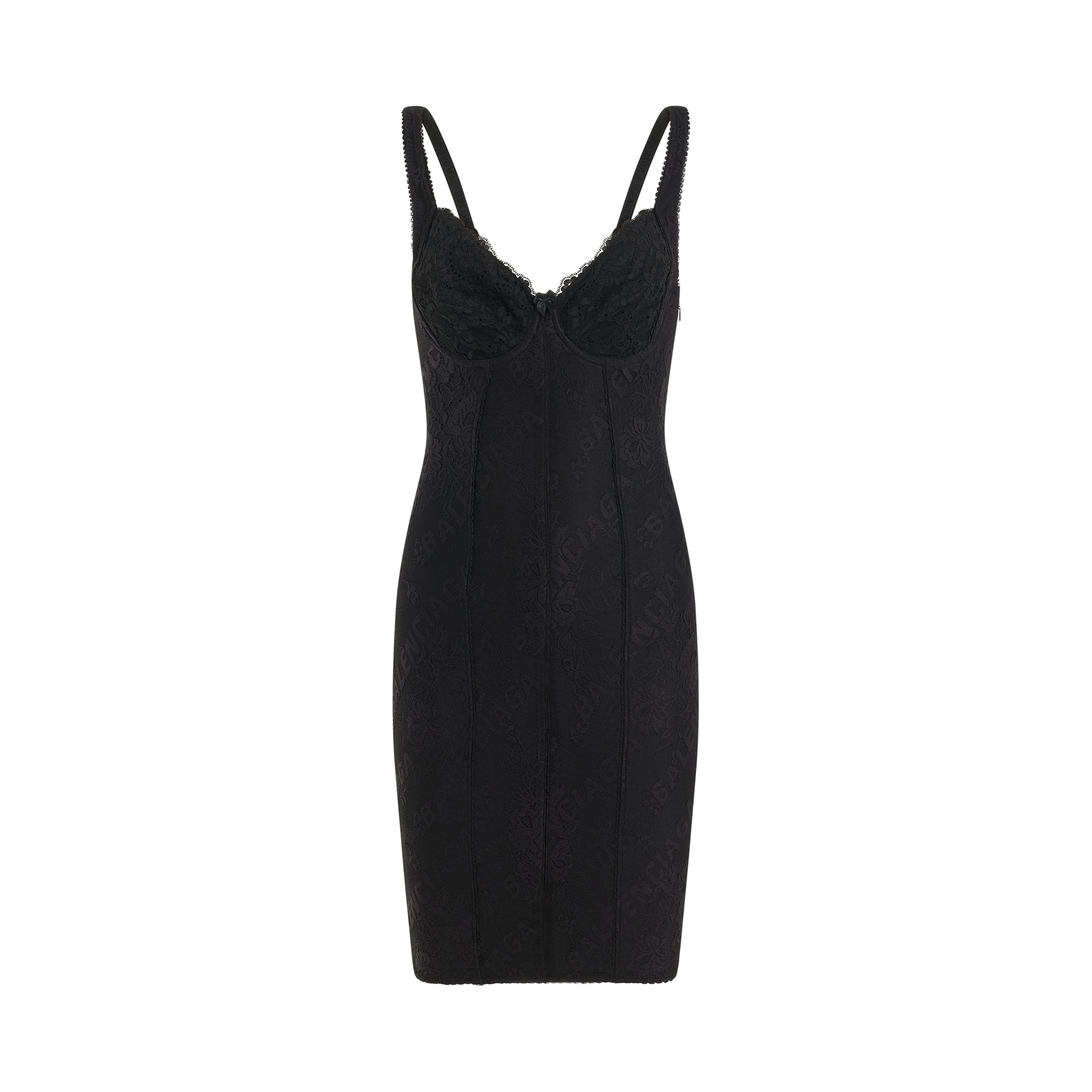 Lingerie Mini Dress in Black - 1