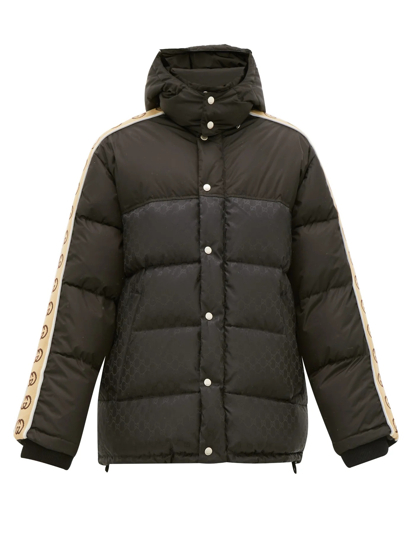 Logo stripe quilted down jacket - 1