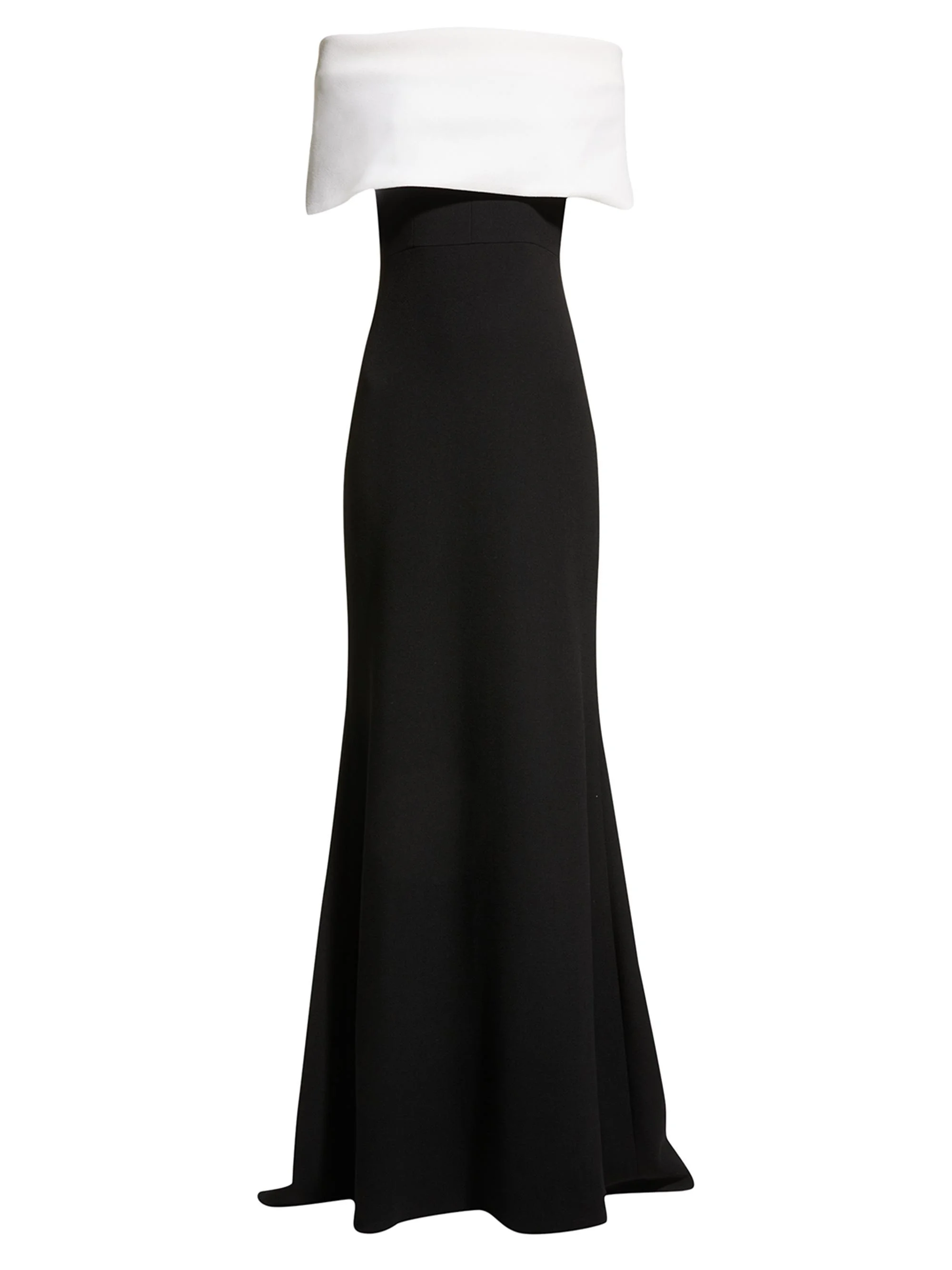 Women's Off-the-Shoulder Two-Tone Gown - Black White - 1
