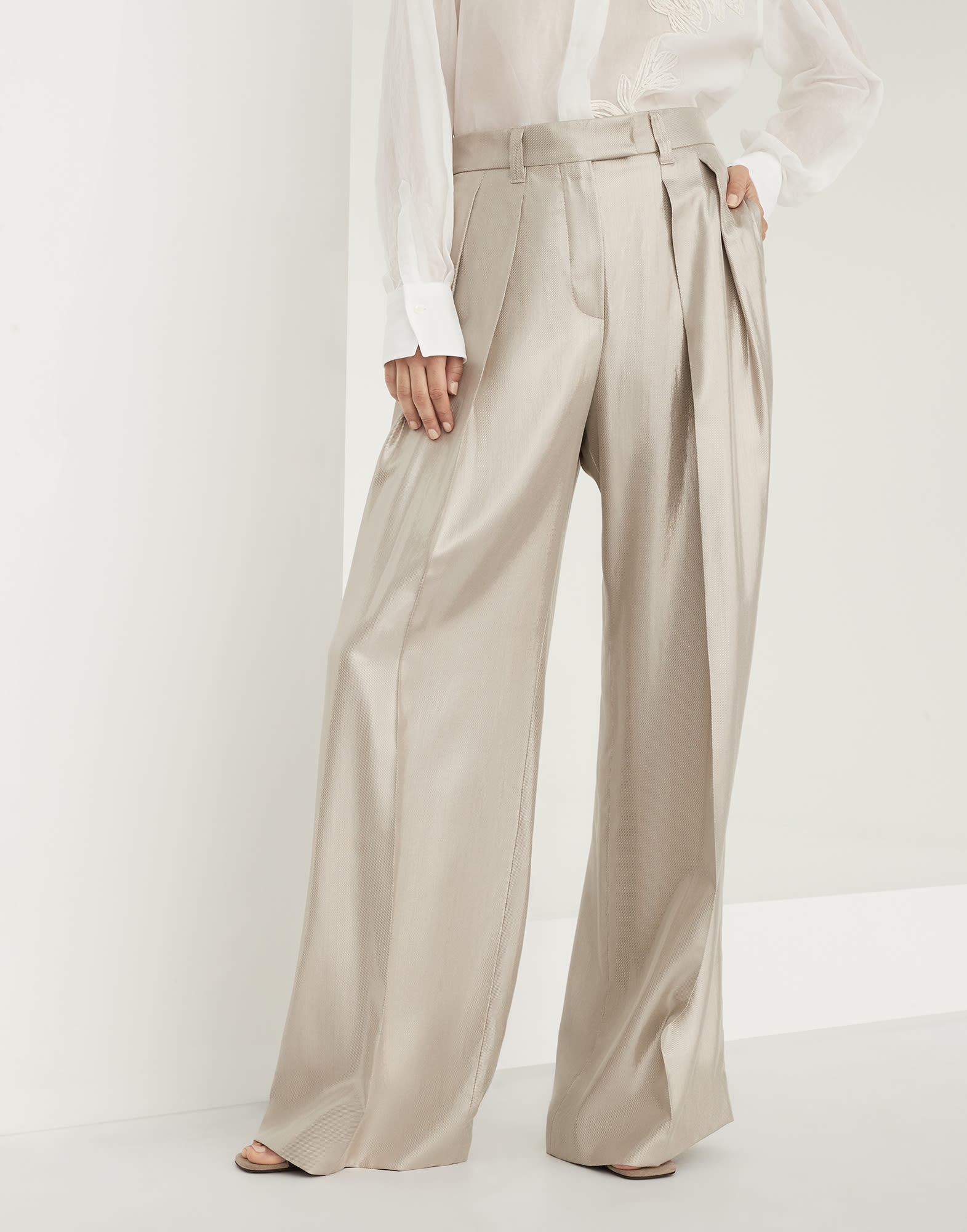 Sparkling gabardine sartorial wide trousers - 1