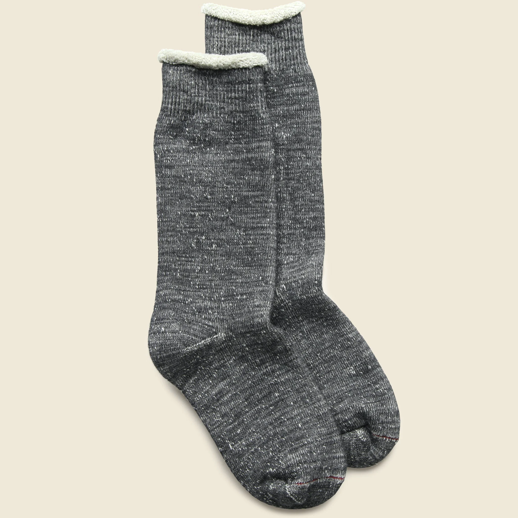 Merino Wool Double Face Crew Sock - Charcoal - 1
